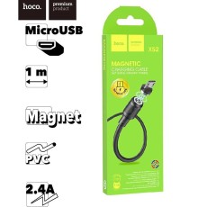 USB кабель HOCO X52 Sereno MicroUSB, 2.4А, магнитный, 1м, PVC (черный)