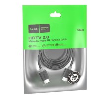 HDMI кабель HOCO US08 3.0м, 4K video, PVC (черный)